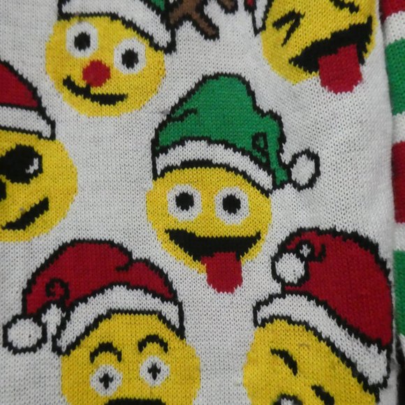 HAPPY HOLIDAYS | small, s | Emoji and Striped | Ugly Christmas Sweater | Unisex - Picture 4 of 15